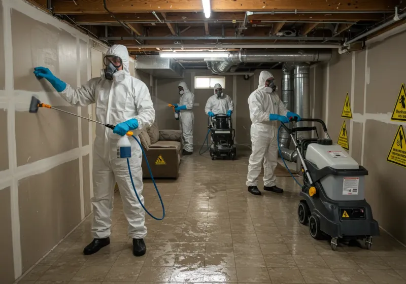 Basement Moisture Removal and Structural Drying process in South Bend, WA